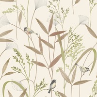 Azuria Bird Wallpaper Beige Grandeco A83502