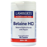 Image of LAMBERTS Betaine HCl 324mg - Betaine HCl with Pepsin - 180 Tablets