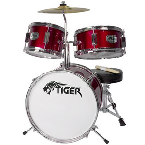 Tiger Junior Kids Drum Kit 3 Piece Beginners Drum Set With Stool