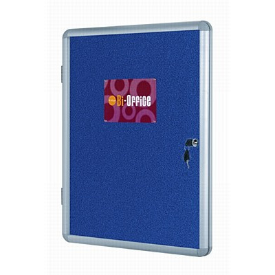 Bi-Office Lockable Felt Noticeboard Display Case 931 x 670mm (9 x A4) BLUE