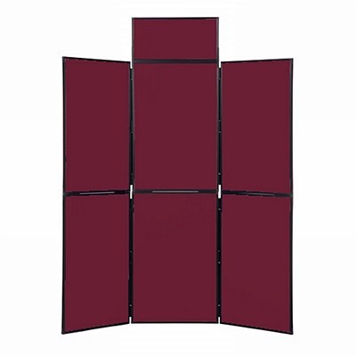 6 Panel Folding Display Stand Black Frame/Wine Fabric