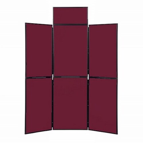6 Panel Folding Display Stand Black Frame/Wine Fabric