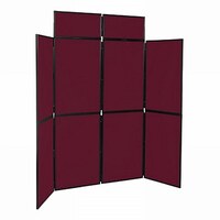 Image of 8 Panel Folding Display Stand Black Frame/Wine Fabric