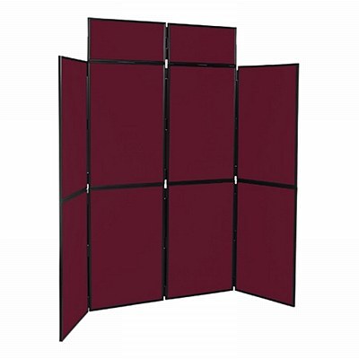 8 Panel Folding Display Stand Black Frame/Wine Fabric