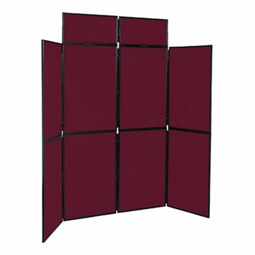 8 Panel Folding Display Stand Black Frame/Wine Fabric