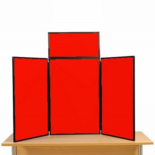 3 Panel Maxi Desk Top Display Stand Black Frame/Red Fabric