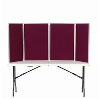 Image of 4 Panel Maxi Desk Top Display Stand Grey Frame/Wine Fabric