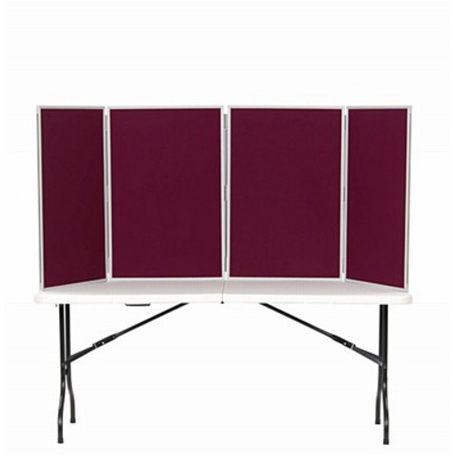4 Panel Maxi Desk Top Display Stand Grey Frame/Wine Fabric