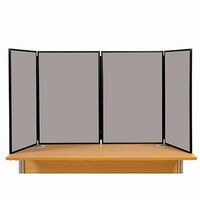 Image of 4 Panel Maxi Desk Top Display Stand Black Frame/Grey Fabric