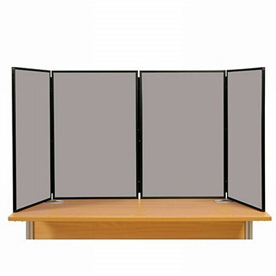4 Panel Maxi Desk Top Display Stand Black Frame/Grey Fabric