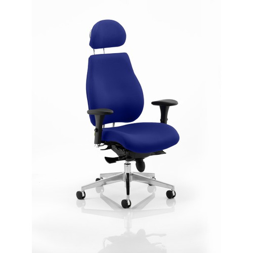 Chiro Plus 'Ergo' Posture Chair with Arms and Headrest Stevia Blue
