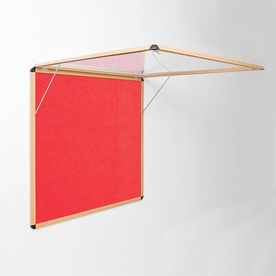 Shield Wood Effect Alu Frame Eco-Colour Corridor Tamperproof Noticeboard 1200 x 2400mm RED (*Supplied in 2 parts)
