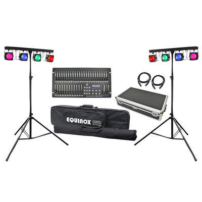 Stage Lighting Kit - 8 Pre Wired LED Pars, Stands & Controller