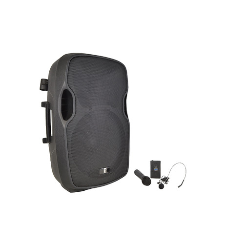 15" Portable PA Speaker Battery Powered with Radio Mic and Bluetooth