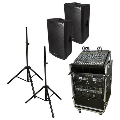 Complete PA System with Mixer, Amp, Speakers, Radio Mics & Flight Case