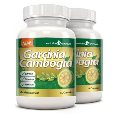 Garcinia Cambogia 1000mg 60% HCA with Potassium and Calcium - 2 Bottles (120 Capsules)