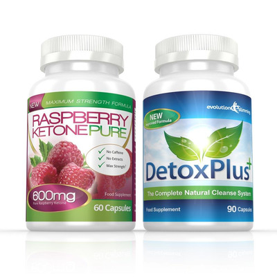 Raspberry Ketone Pure 600mg & DetoxPlus Cleanse Combo Pack - 1 Month Supply
