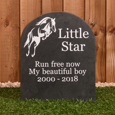 Pet Gravestone with motif &pipe; 41 x 27cm &pipe; smooth grey slate