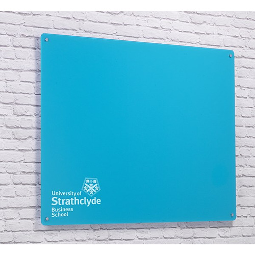 Magnetic Glass Board with your Logo 600 x 450mm Sky