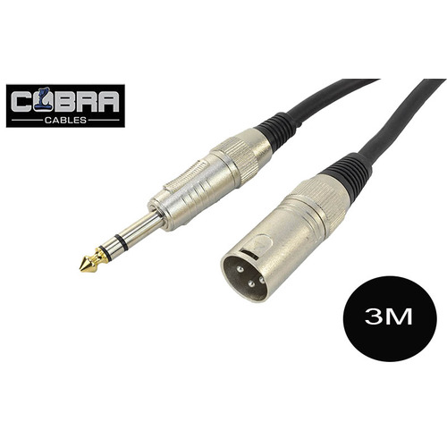 XLR (M) To Stereo 1/4 inch Jack Lead 3m