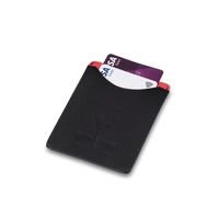 Image of Woodland Leathers Black And Red Credit Card Case and Money Clip