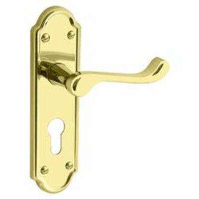 ASEC URBAN San Francisco Plate Mounted Euro Lever Furniture - Polished Brass (Visi)