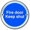Image of ASEC Fire door Keep shut Disc Sign 75mm - Satin Anodised Aluminium