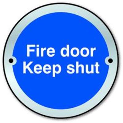 ASEC Fire door Keep shut Disc Sign 75mm - Satin Anodised Aluminium