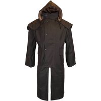 Image of Walker & Hawkes Stockman Brown Long Wax Coat / Raincoat with Hood - XS
