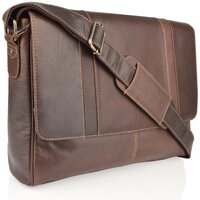 Woodland Leather Burnish Buffalo Leather Landscape Messenger Bag - Burnish Woodland Leather Burnish Buffalo Leather Landscape Messenger Bag - Burnish