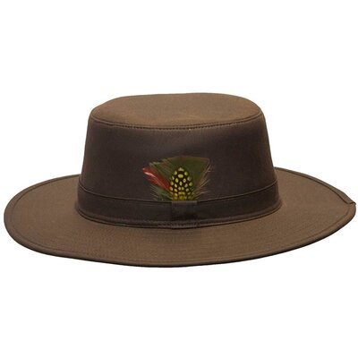 Walker & Hawkes Unisex Brown Wax Outback Aussie Wide Brim Hat - XS