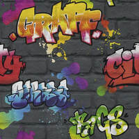 Image of Graffiti Wallpaper Black Rasch 237801