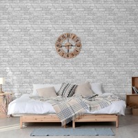 Image of White and Silver Rustic Brick Effect Wallpaper Windsor Wallcoverings FD41488