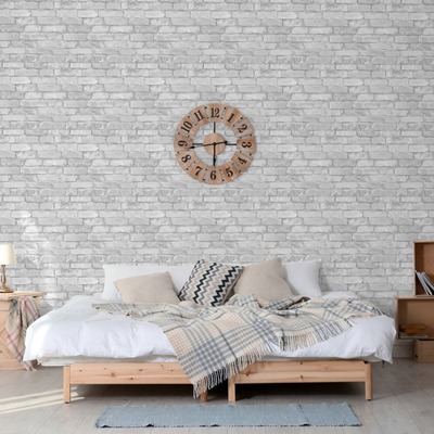 White and Silver Rustic Brick Effect Wallpaper Windsor Wallcoverings FD41488