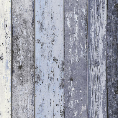 Distressed Wood Panel Wallpaper Blue AS Creation 8550-60
