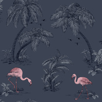 Image of Flamingo Lake Wallpaper Midnight Blue Holden 12382