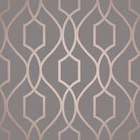 Image of Apex Geometric Trellis Wallpaper Charcoal Grey and Copper Fine Decor FD41998