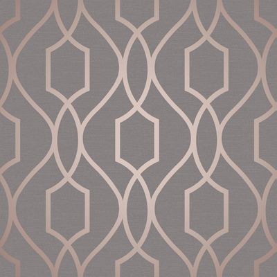 Apex Geometric Trellis Wallpaper Charcoal Grey and Copper Fine Decor FD41998
