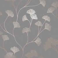Image of Glistening Ginkgo Wallpaper Grey / Rose Gold Holden 12702