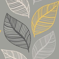 Image of Crown Emporium Elba Leaf Wallpaper Yellow / Grey M1461