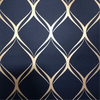Image of Clifton Wave Geometric Wallpaper Navy / Gold WOW41964
