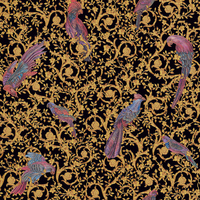 Image of Versace Barocco Birds Wallpaper - Black and Gold - 37053-1 - 10m x 70cm