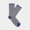 Image of Bamboo Clothing - Wembury - Narrow Stripe Socks: Size 4-7 Grey/Blue with Blue Heel (1 pair)