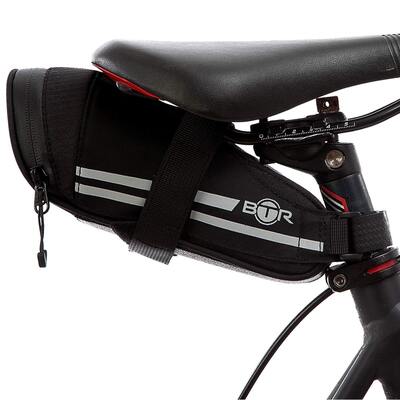 BTR Saddle Wedge Bike Bag & Reflective Trim & Rear Bicycle Light Loop