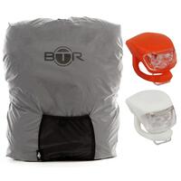 Image of BTR Waterproof High Vis Reflective Backpack Rain Cover with 2 x LED Bicycle Lights