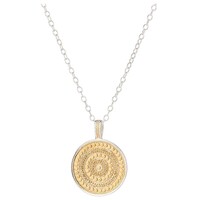 Image of Large Beaded Reversible Disc Necklace - Gold & Silver