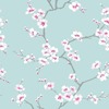 Fresco Apple Blossom Wallpaper Teal Graham and Brown 51-066