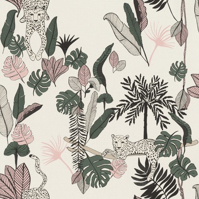 Club Botanique Leopard Wallpaper Pink Rasch 540338