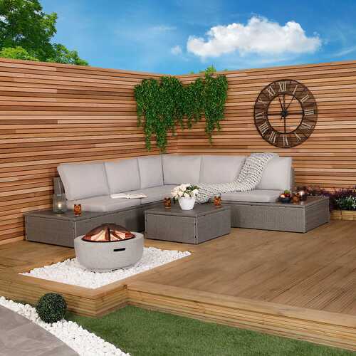 Rattan & Polywood Corner Lounge Set