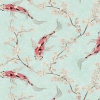 Image of Asian Fusion Koi Wallpaper Pale Teal AS Creation 37462-1